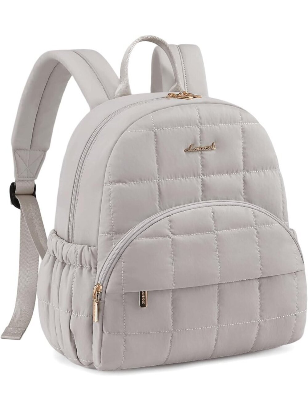 Women's Grey Lightweight Anti-theft Pocket Quilted Casual Backpack shoulder Bag